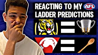 REACTING TO MY 2024 AFL LADDER PREDICTIONS [upl. by Medrek568]