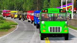 Double Flatbed Trailer Truck Takes on Speedbumps in Beamng Drive [upl. by Ymia]