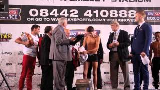 Jamie McDonnell v Tabtimdaeng Na Rachawat  OFFICIAL WEIGH IN  WEMBLEY  FROCH v GROVES 2 [upl. by Harte]