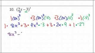 Day 3 HW 10 Binomial Expansion Using Pascals Triangle [upl. by Yelrehs]