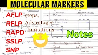 Molecular Markers RFLP AFLP RAPD SSLP SNP Notes 📝🤩 [upl. by Nevets]