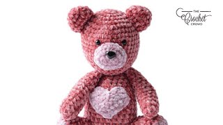 Crochet Valentine Bear Pattern  EASY  The Crochet Crowd [upl. by Doretta]