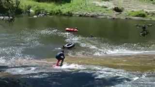 8 Year Old Boy Surfs Down Rere Rock Slide NZ [upl. by Leitnahs298]