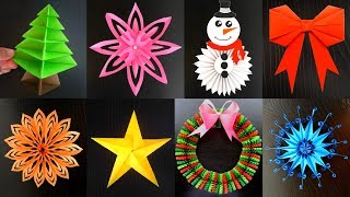 8 DECORACIONES NAVIDEÑAS DE PAPEL PARA HACER EN 5 MINUTOS ideas de decoracion [upl. by Rika]