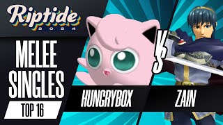 Hungrybox Jigglypuff vs Zain Marth  Riptide 2024  Melee Singles  Top 16 [upl. by Adriana374]