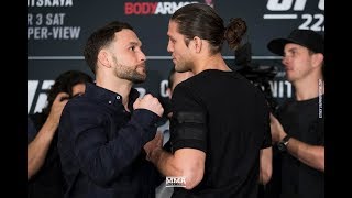 UFC 222 Frankie Edgar vs Brian Ortega Media Day Staredown  MMA Fighting [upl. by Izabel]