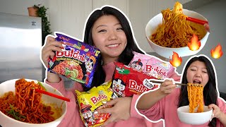 KOREAN RAMEN HAUL Trying Every Samyang Buldak Noodle Flavor 🔥 mukbang amp cooking [upl. by Ailemac]