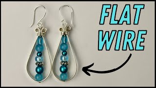 Flat Artistic Wire Beaded Teardrop Earrings Tutorial [upl. by Messing]