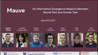 MAUVE Measuring Gap Between Neural and Human Text using Divergence Frontiers  Oral  NeurIPS 2021 [upl. by Anauqahc]