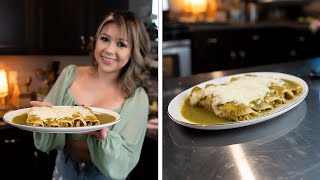 How to Make the Best Restaurant Style GREEN CHILE CHICKEN ENCHILADAS  ENCHILADAS VERDES [upl. by Karie]