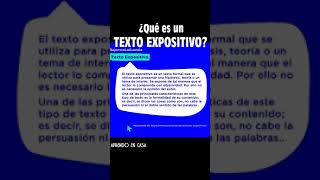 ¿Qué es un TEXTO EXPOSITIVO  Definición y características shorts [upl. by Esiole]