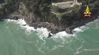 Mareggiata in Liguria le immagini dallalto dei danni a Rapallo e Portofino [upl. by Mahla344]