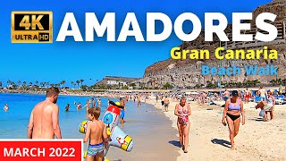 Gran Canaria Amadores Beach Walk Spain 4K  March 2 2022 Canary Islands [upl. by Anna-Maria]