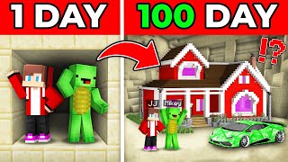 JJ And Mikey SURVIVED 100 Days in a Only CAVE in Minecraft Maizen [upl. by Engeddi]