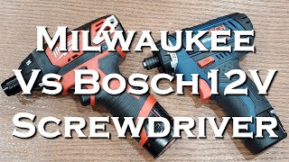 Milwaukee M12 vs Bosch 12V Screwdriver  Which One Should You Buy 240120 vs PS212A [upl. by Auqinot]