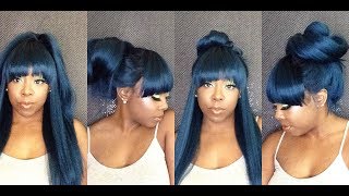 5 Ways to Style a Synthetic Wig with Bangsin under 1 minute [upl. by Gnemgnok973]