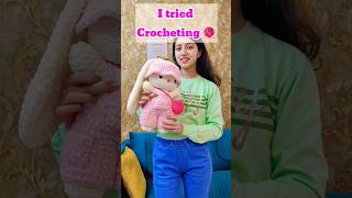 I TRIED CROCHETING FOR THE FIRST TIME🧶😳 shorts youtubeshorts [upl. by Anaeel]