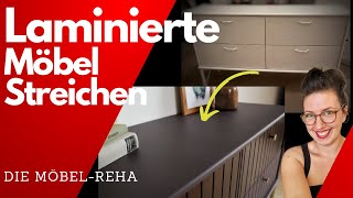 KLAR GEHT DAS  Laminierte Möbel streichen  UPCYCLING MÖBELMAKEOVER [upl. by Nawuj44]