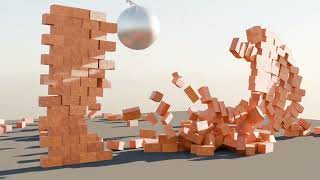 huge WRECKING BALL DESTROYS brick wall Blender Animation [upl. by Luhey656]