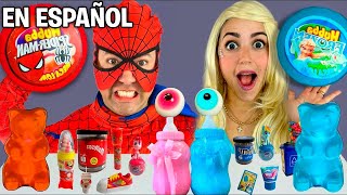 Mukbang Giant Blue Food vs Black Food Challenge 핑크 푸드 챌린지  주먹밥 교촌 허 치킨먹방 SpiderMan Hulk Frozen Elsa [upl. by Llehcal606]