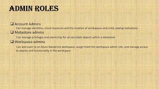 Azure Databricks Unity Catalog Part 2  Identity management and admin roles [upl. by Valenka]