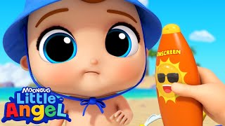 Happy at the Beach Song  Little Angel  Kids Cartoons amp Nursery Rhymes  Moonbug Kids [upl. by Sirromal]