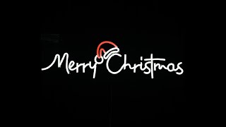 Cool White Merry Christmas With Red Santa Hat Neon Light Silhouette [upl. by Ataliah]