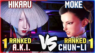 Hikaru 1 Ranked AKI vs Moke 1 Ranked ChunLi STREET FIGHTER 6 Showdown [upl. by Cocks]