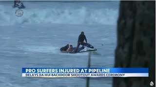 Surfing pros Makua Rothman and Kala Grace injured at Pipeline Surf Competition [upl. by Luamaj559]