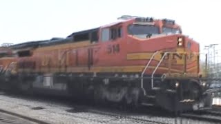 BNSF B408W 514 Leads a Manifest Freight Train Oceanside CA NICE LESLIE RS3L [upl. by Etterb]