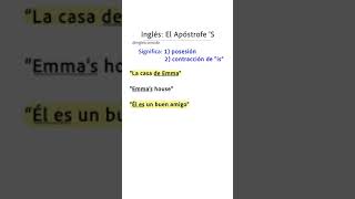 Apóstrofe S en inglés posesión o quotisquot  aprenderingles ingles shorts [upl. by Ane]