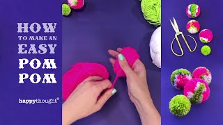 How to make easy pom poms with just your hand Stepbystep tutorial DIY yarn craft by Happythought [upl. by Adolphus]