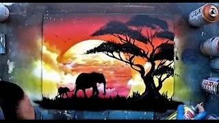 African sunset  Spray paint ART by Skech [upl. by Godwin]