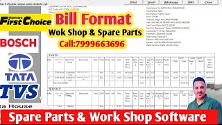 Spare Parts Bill Format Work Shop Software Work Shop Invoice FormatBest Software For Work Shop [upl. by Mora207]