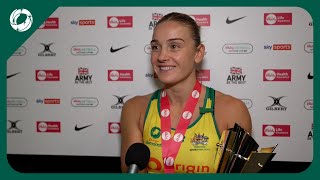 Liz Watson Full Post Match Interview  Netball Nations Cup  Australian Diamonds [upl. by Bonnette]