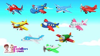 10 little Airplanes  Kids Songs  Count to 10  Aeroplanes Children Rhymes [upl. by Engvall]