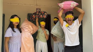 Blindfold pillow fight gone crazy 🤪 [upl. by Imoyaba]