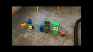 Mini toy bin collection with ￼tongs Recycling green waste amp garbage [upl. by Terry]