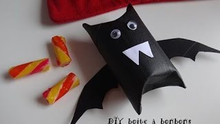 halloween tuto boite à bonbons chauve souris rouleau carton diy [upl. by Knitter]