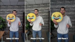 ROG Phone 5 vs iPhone 12 Pro Max vs Galaxy S21 Ultra Camera Test [upl. by Alvarez]