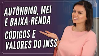 Valor do INSS do Autônomo MEI e BaixaRenda  Códigos e Como Pagar [upl. by Nagy]