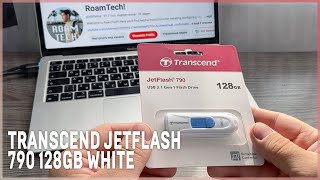 Test and Unboxing Transcend JetFlash 790 128GB White [upl. by Drofnil]