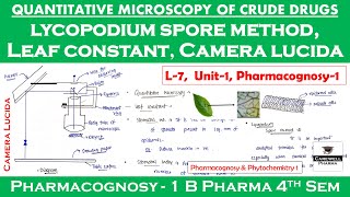 Quantitative microscopy of crude drugs  Lycopodium Spore method  Leaf constant  Camera lucida L7 [upl. by Notlil]