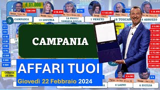 Affari tuoi giovedì 22 febbraio 2024 con la Campania I pacchi aperti in ordine [upl. by Neleag]