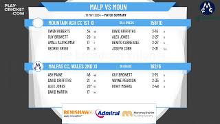 Malpas CC Wales 2nd XI v Mountain Ash CC 1st XI [upl. by Aisatnaf]