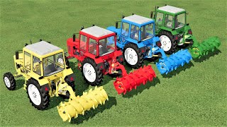 MINI TRACTORS OF COLORS  TANSPORTING MINI MTZ TRACTORS TO SILAGE COMPACTING  Farming Simulator 22 [upl. by Reeva]