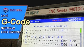 GCodes of 990TDc2 CNC Controller [upl. by Jacinto990]