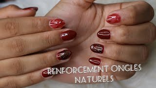 RENFORCEMENT EN GEL SUR ONGLES NATURELS  Gainage en gel [upl. by Lehcir]