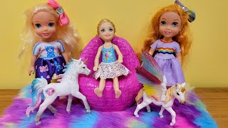 Grocery store play with Chelsea  Elsa amp Anna toddlers  Barbie dolls  shopping [upl. by Anitnelav620]