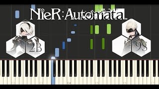 NieR Automata  Peaceful Sleep Synthesia Piano Tutorial [upl. by Ynatsed]